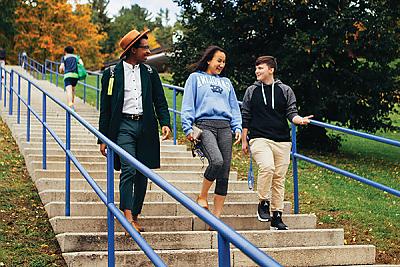 Students on campus chatting